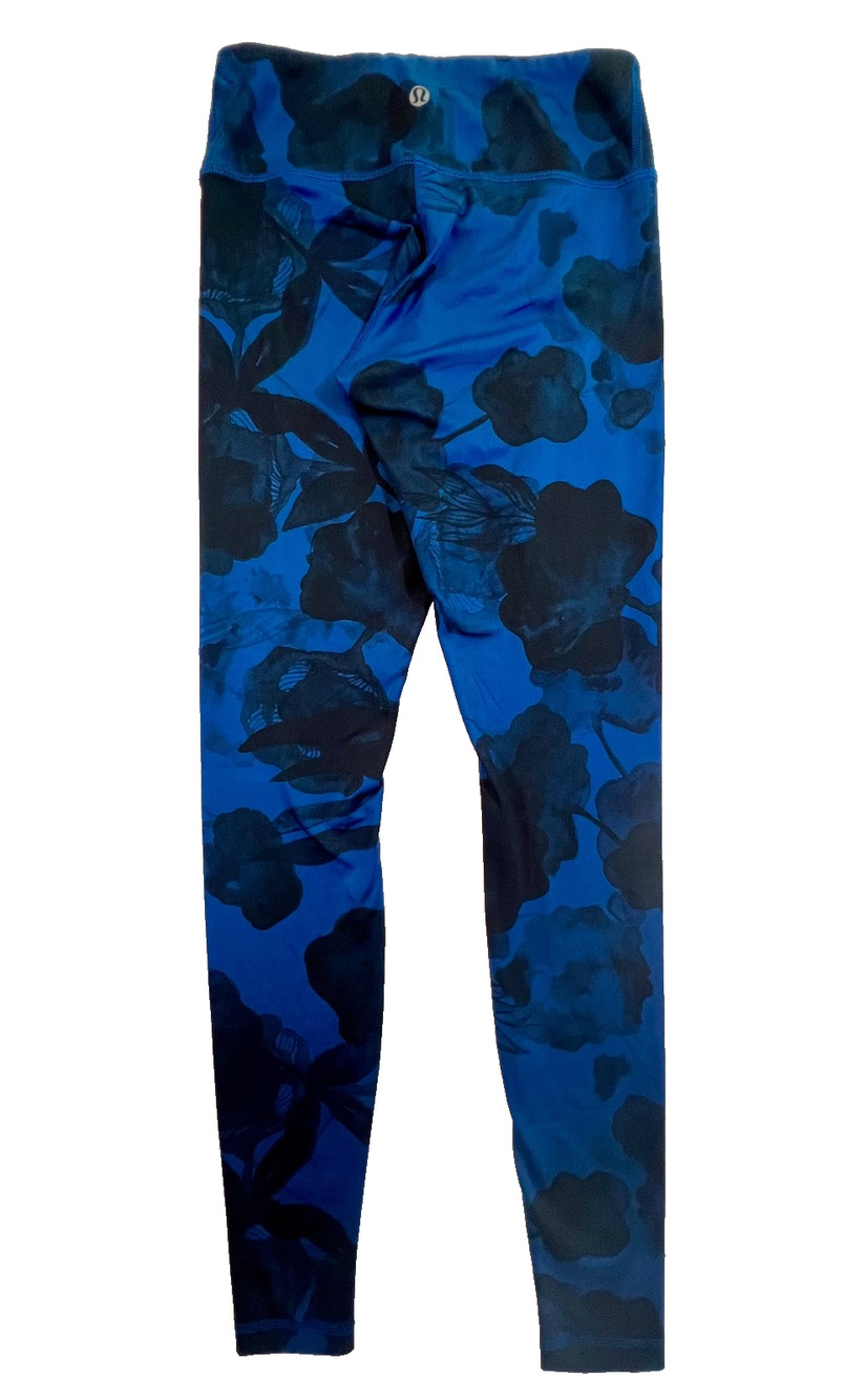 Lululemon Wunder Under Blue Inky Floral Full Length Leggings (Size 2)